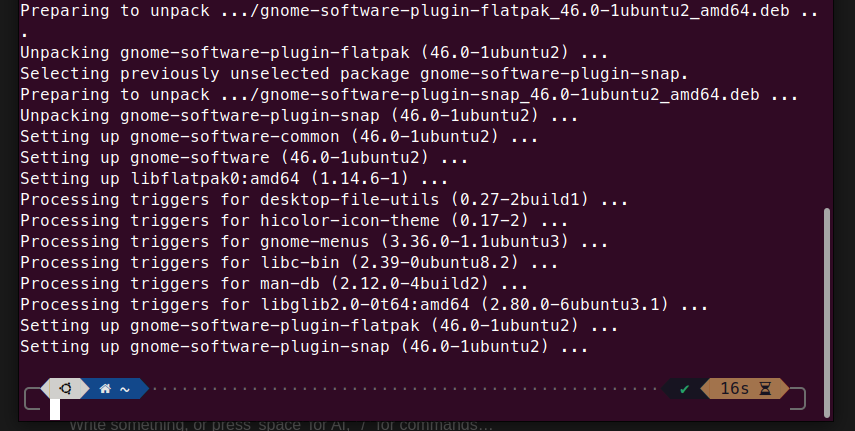 Software Flatpak plugin installation completed successfully