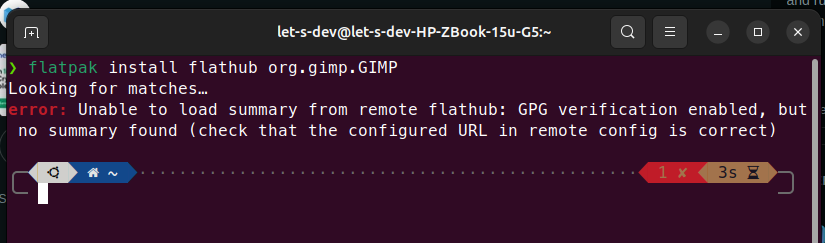 Flathub repository error message in terminal