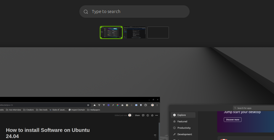 Ubuntu desktop showing Super key application menu